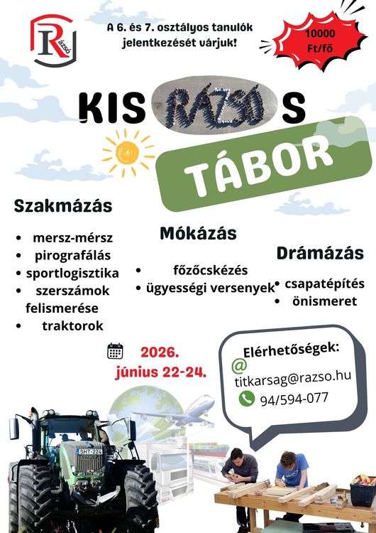 Ismét vár a KISRÁZSÓS TÁBOR!