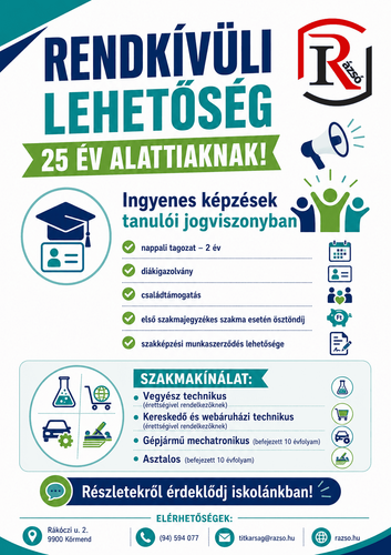 Szeptemberi képzési kínálat 25 év alattiaknak
