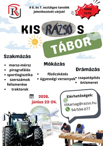 Ismét vár a KISRÁZSÓS TÁBOR!